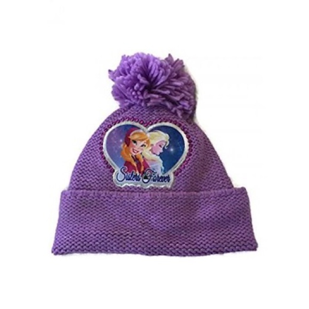 Disney Frozen Anna & Elsa Pom Pom Crochet Knit Hat